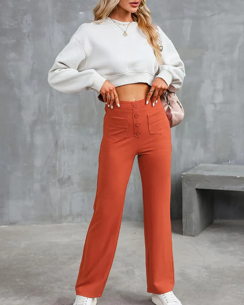 Classic High Waist Straight Leg Pants sold by zeagoo product image thumbnail 4