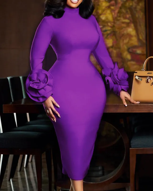 Fashion 3D Floral Sleeves Party Cocktail Dress made by zeagoo