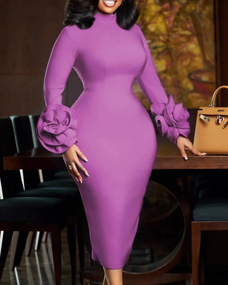 Fashion 3D Floral Sleeves Party Cocktail Dress sold by zeagoo product image thumbnail 3