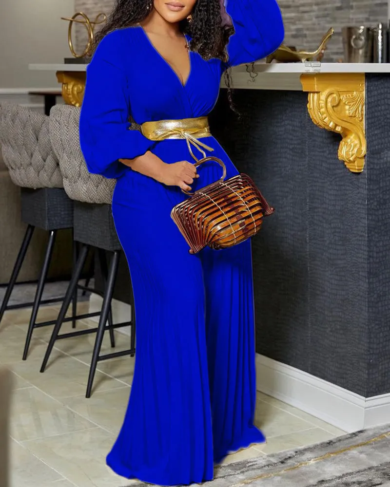 Stylish Lightweight Tie Waist Pleated Jumpsuit sold by zeagoo product image thumbnail 3