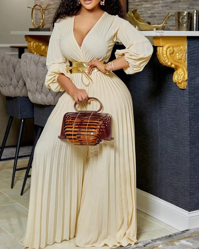 Stylish Lightweight Tie Waist Pleated Jumpsuit sold by zeagoo product image thumbnail 5