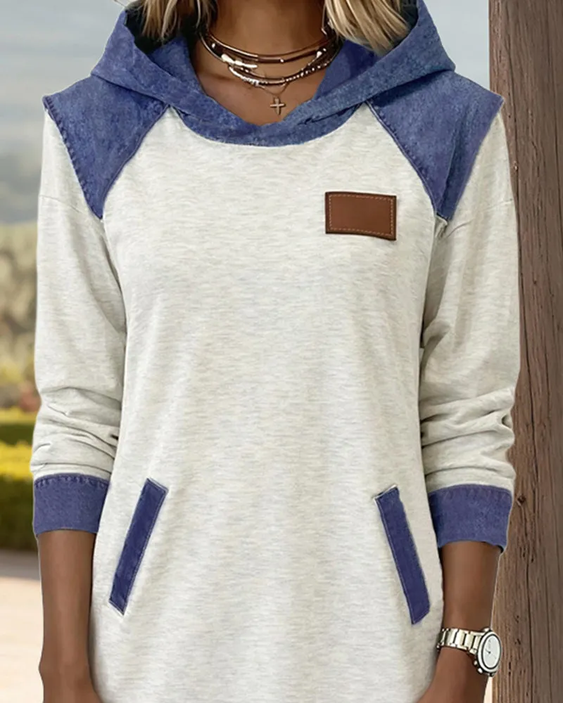 Zeagoo Women's Casual Paneled Contrast Hoodie Dress sold by zeagoo product image thumbnail 3