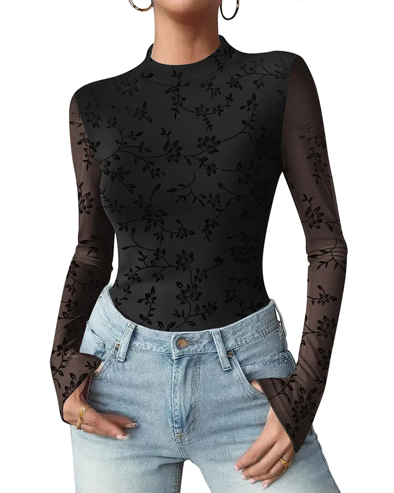 Fashion Slim Fit Mesh Long Sleeve Underwear T-shirt (US Only) sold by zeagoo
