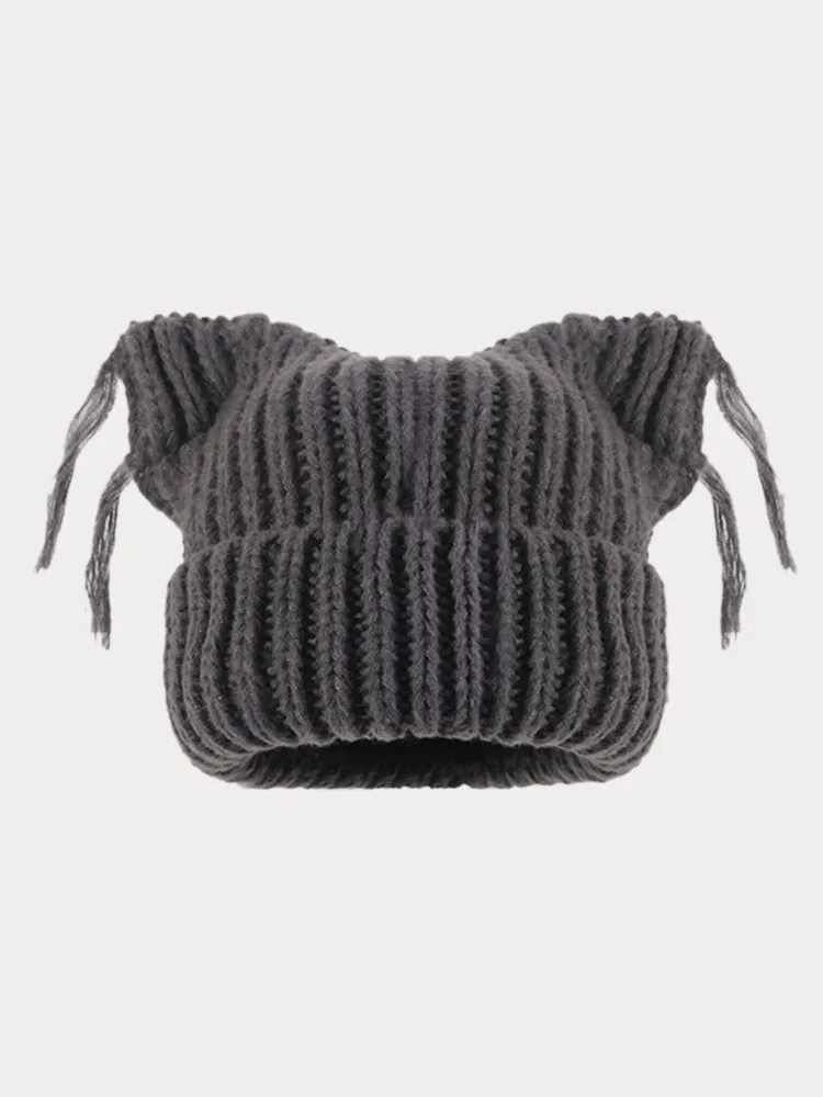 Unique Cats Ear Tassels Knit Beanie sold by zeagoo product image thumbnail 5