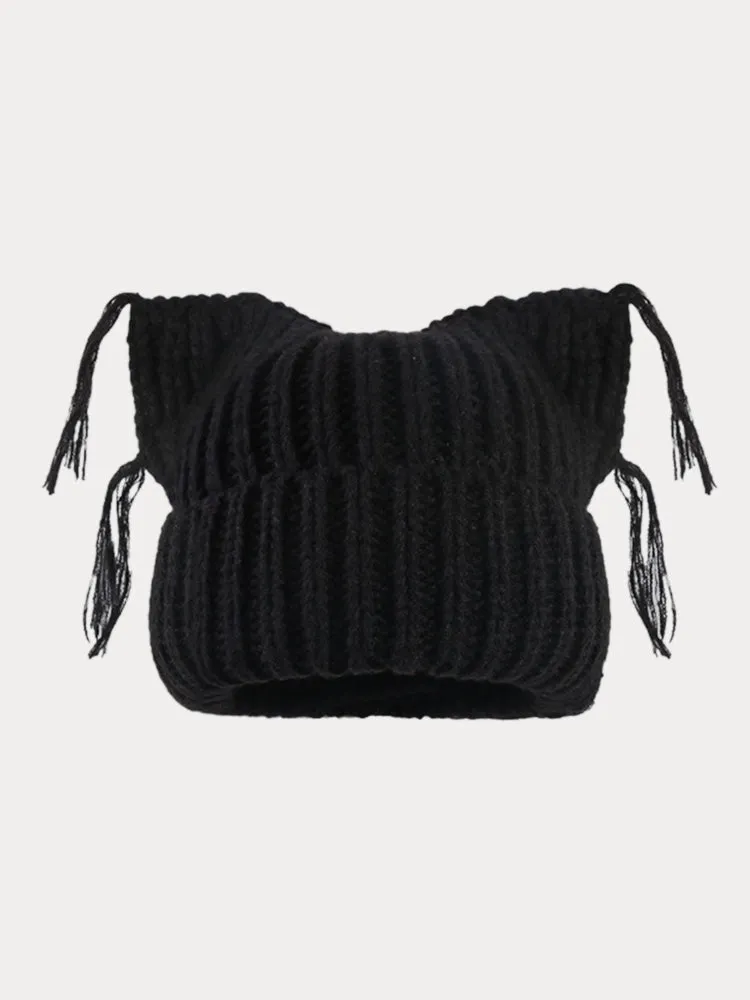 Unique Cats Ear Tassels Knit Beanie sold by zeagoo product image thumbnail 4