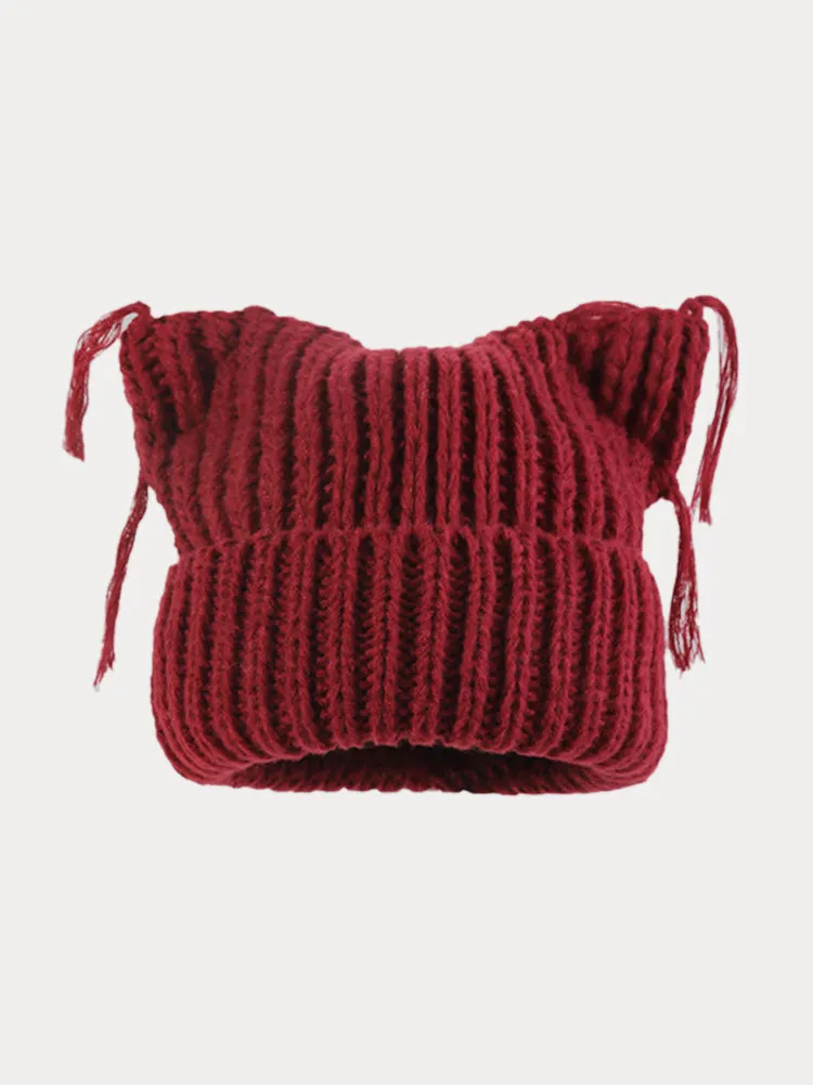 Unique Cats Ear Tassels Knit Beanie sold by zeagoo product image thumbnail 3