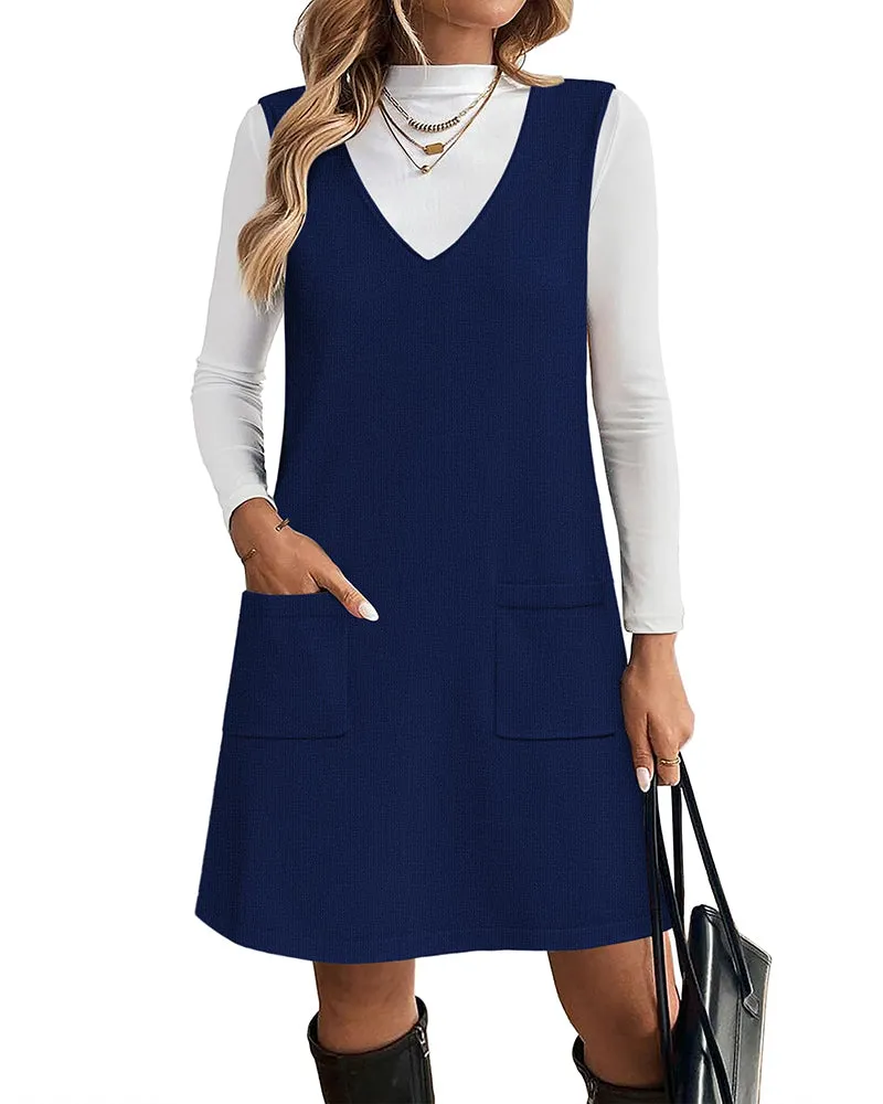 Trendy V-neck Sweater Knit Vest Dress (US Only) sold by zeagoo product image thumbnail 3
