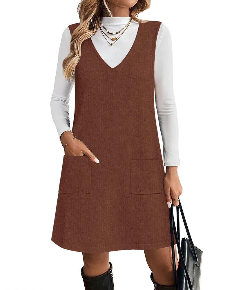 Trendy V-neck Sweater Knit Vest Dress (US Only) sold by zeagoo product image thumbnail 4