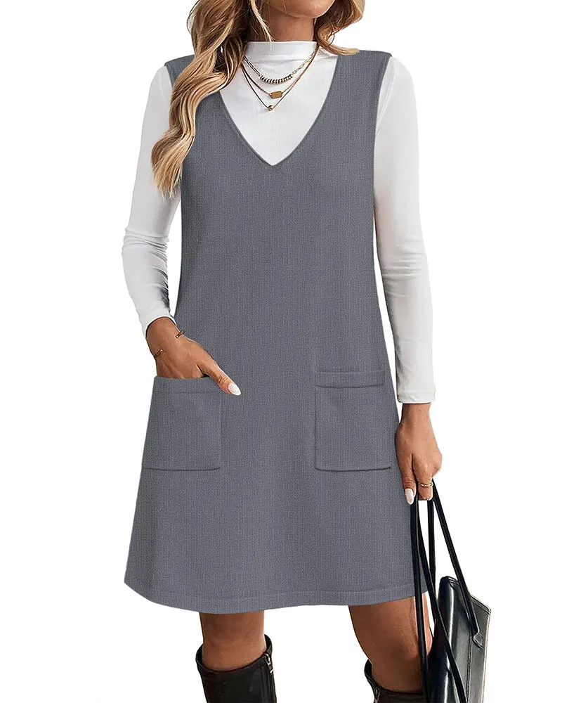 Trendy V-neck Sweater Knit Vest Dress (US Only) sold by zeagoo product image thumbnail 5