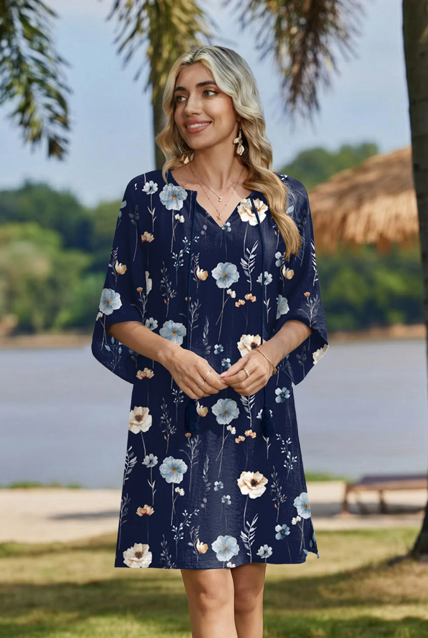 Zeagoo Women's Boho Mini Dress with Pockets (US Only) sold by zeagoo product image thumbnail 4