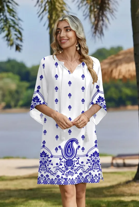 Zeagoo Women's Boho Mini Dress with Pockets (US Only) made by zeagoo