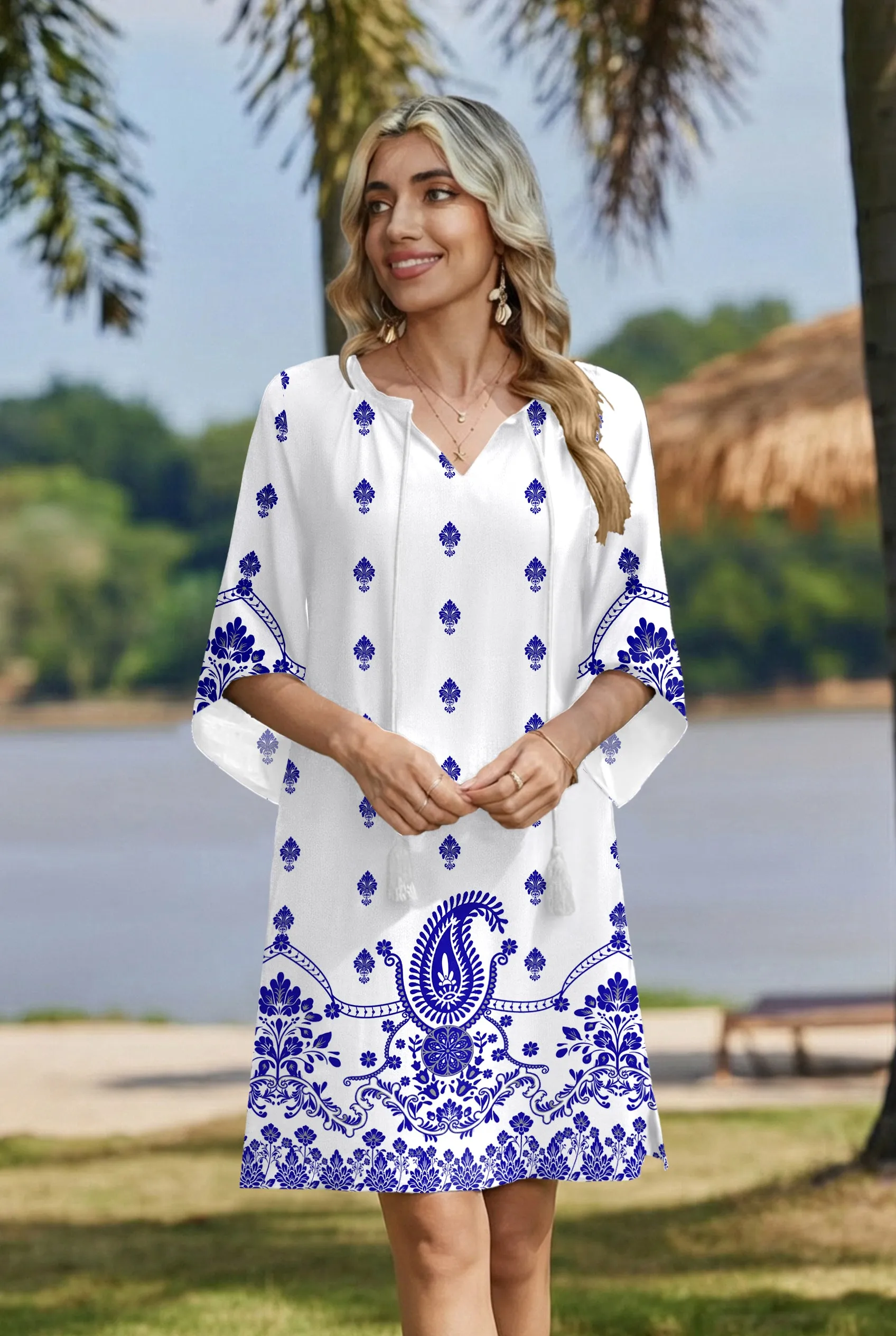 Zeagoo Women's Boho Mini Dress with Pockets (US Only) sold by zeagoo