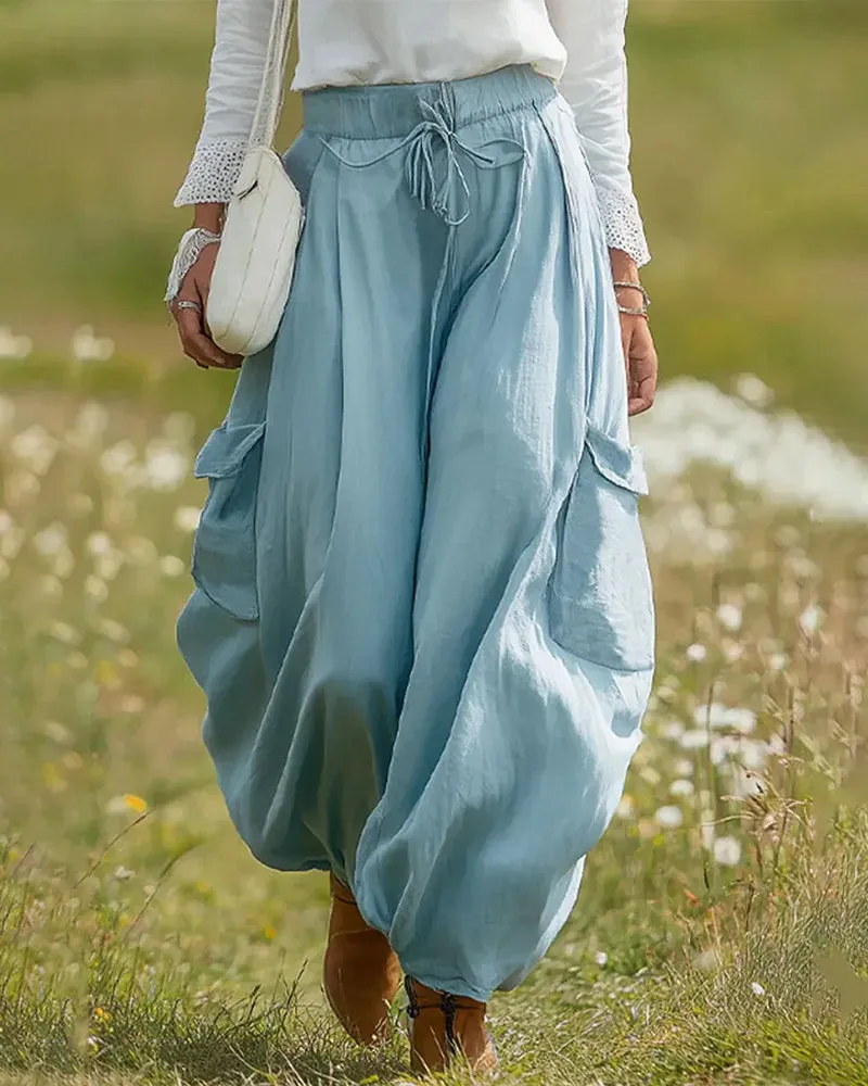 Casual Relaxed Elastic Waist Balloon Pants sold by zeagoo