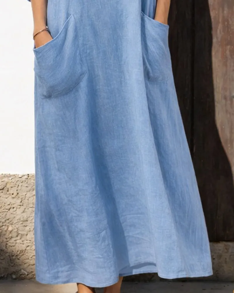 Essential Loose Fit A-Line Bow Tie Maxi Dress sold by zeagoo product image thumbnail 4