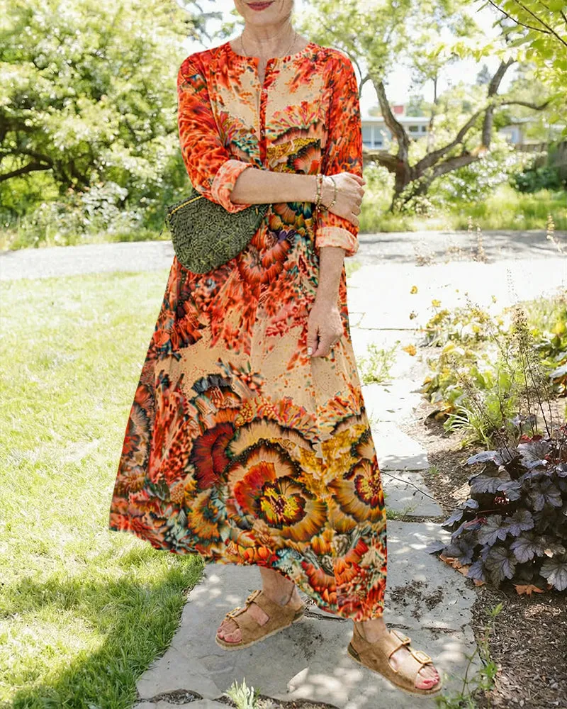 Zeagoo Women's Artistic Floral Pattern Loose Fit Maxi Dress sold by zeagoo product image thumbnail 2