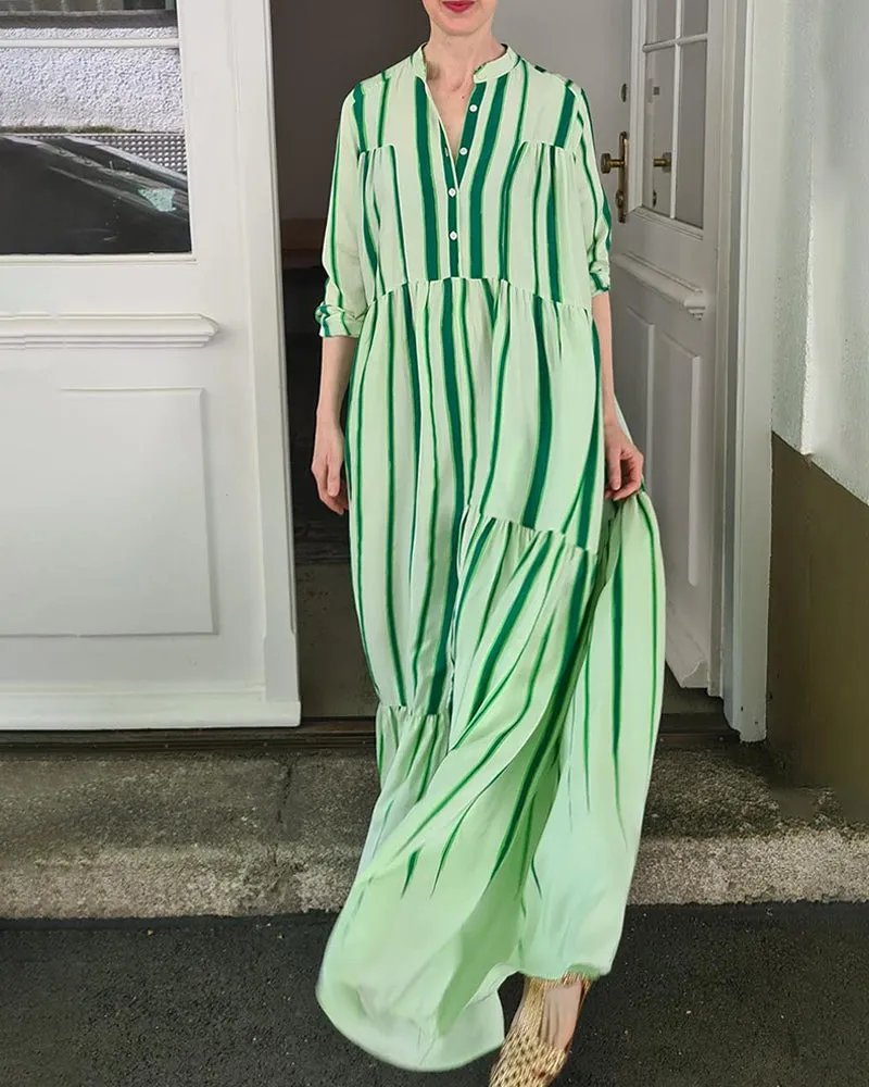 Fashion Spring Summer Stripe Printed Maxi Dress sold by zeagoo product image thumbnail 4