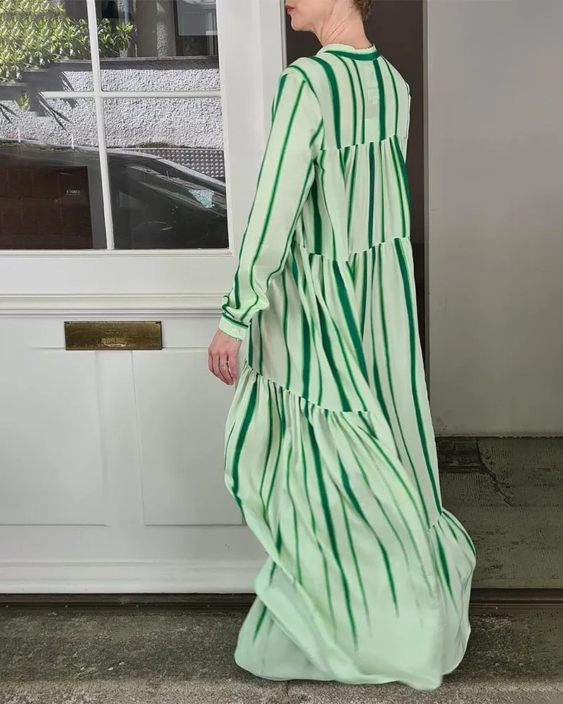 Fashion Spring Summer Stripe Printed Maxi Dress sold by zeagoo product image thumbnail 5