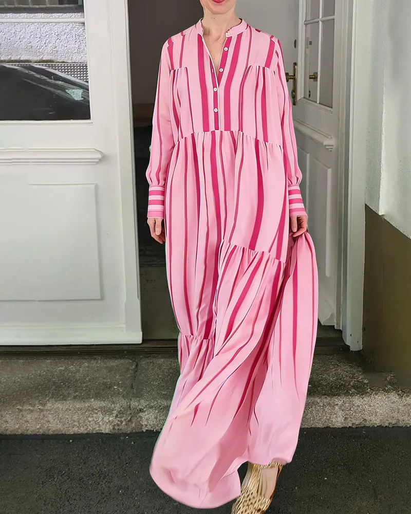 Fashion Spring Summer Stripe Printed Maxi Dress sold by zeagoo product image thumbnail 3