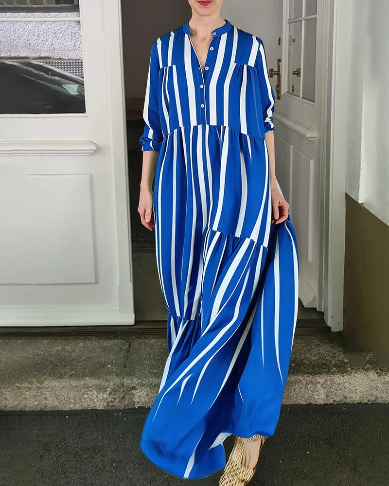 Fashion Spring Summer Stripe Printed Maxi Dress sold by zeagoo product image thumbnail 2
