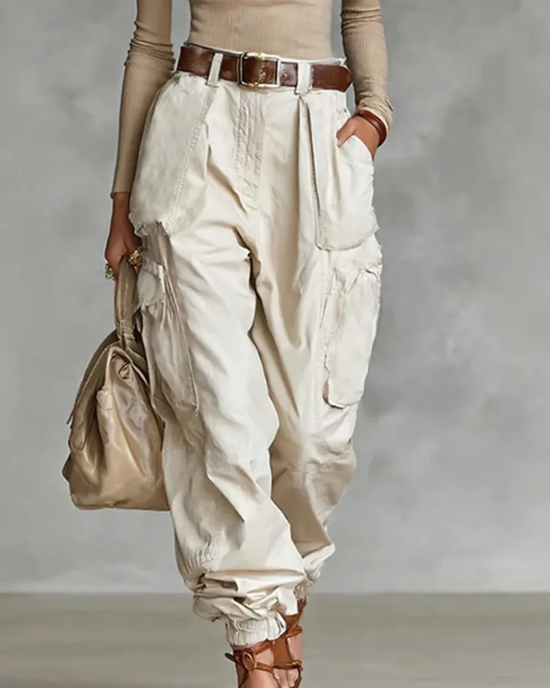 Casual Street Style High Waist Cargo Joggers sold by zeagoo product image thumbnail 5