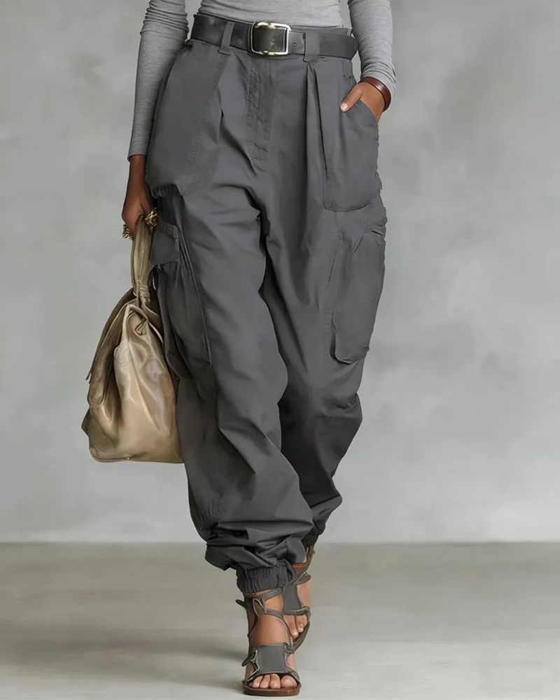 Casual Street Style High Waist Cargo Joggers sold by zeagoo product image thumbnail 3