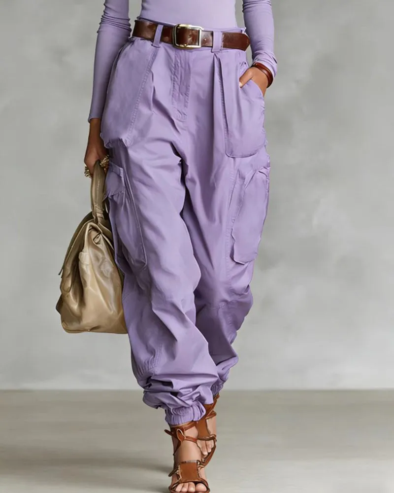 Casual Street Style High Waist Cargo Joggers sold by zeagoo product image thumbnail 4