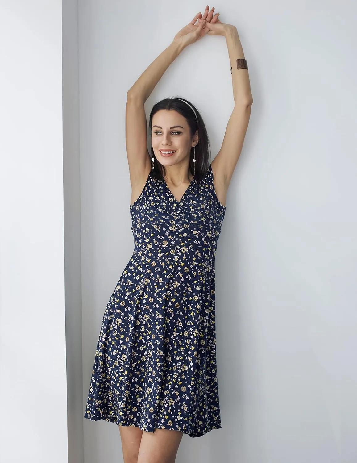 Zeagoo A-line dress V-neck floral dress elegant summer dresses (DE Only) sold by zeagoo product image thumbnail 4