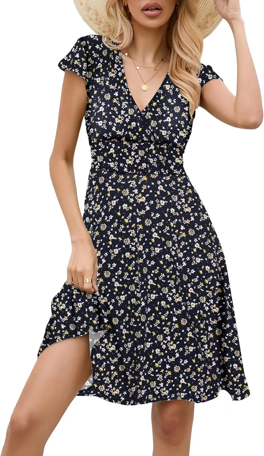 Zeagoo A-line dress V-neck floral dress elegant summer dresses (DE Only) sold by zeagoo product image thumbnail 2