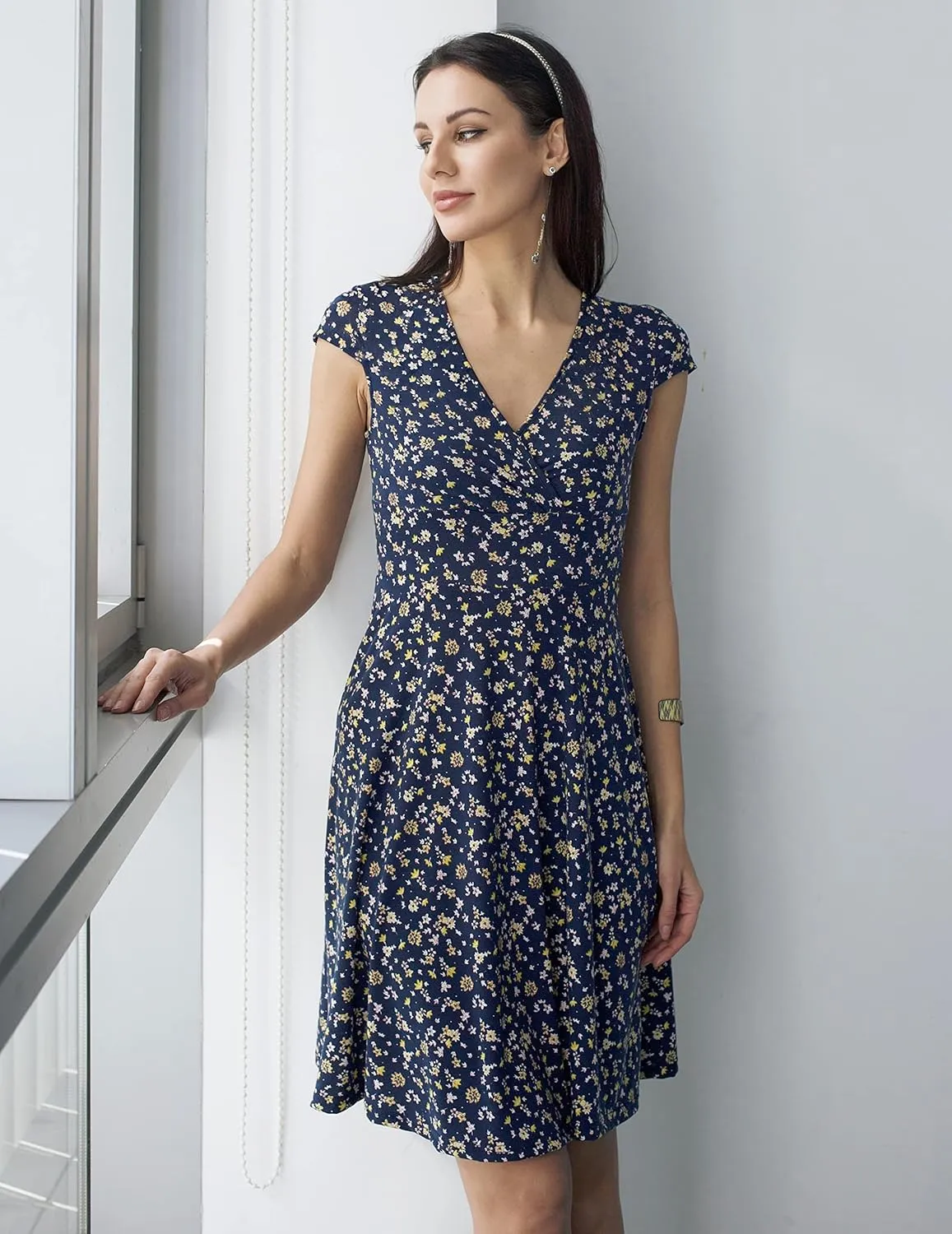 Zeagoo A-line dress V-neck floral dress elegant summer dresses (DE Only) sold by zeagoo product image thumbnail 5
