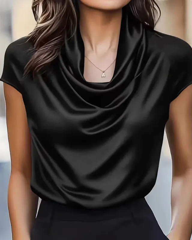 Zeagoo Elegant Casual Cap Sleeve Cowl Neck Blouse for Women Casual Work Office Loose Fit 2026 | Under $40 made by zeagoo