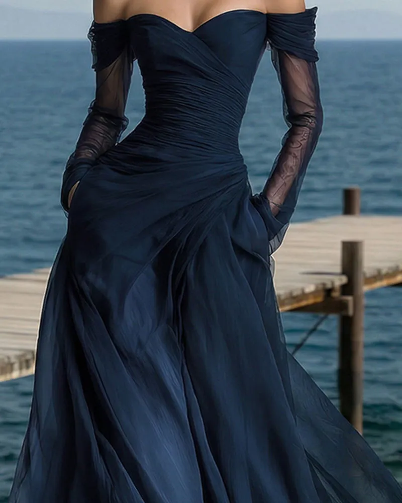 Zeagoo Elegant Mesh Off-the-Shoulder A-Line Maxi Dress for Women Casual Beach Vacation Summer 2026 sold by zeagoo product image thumbnail 4