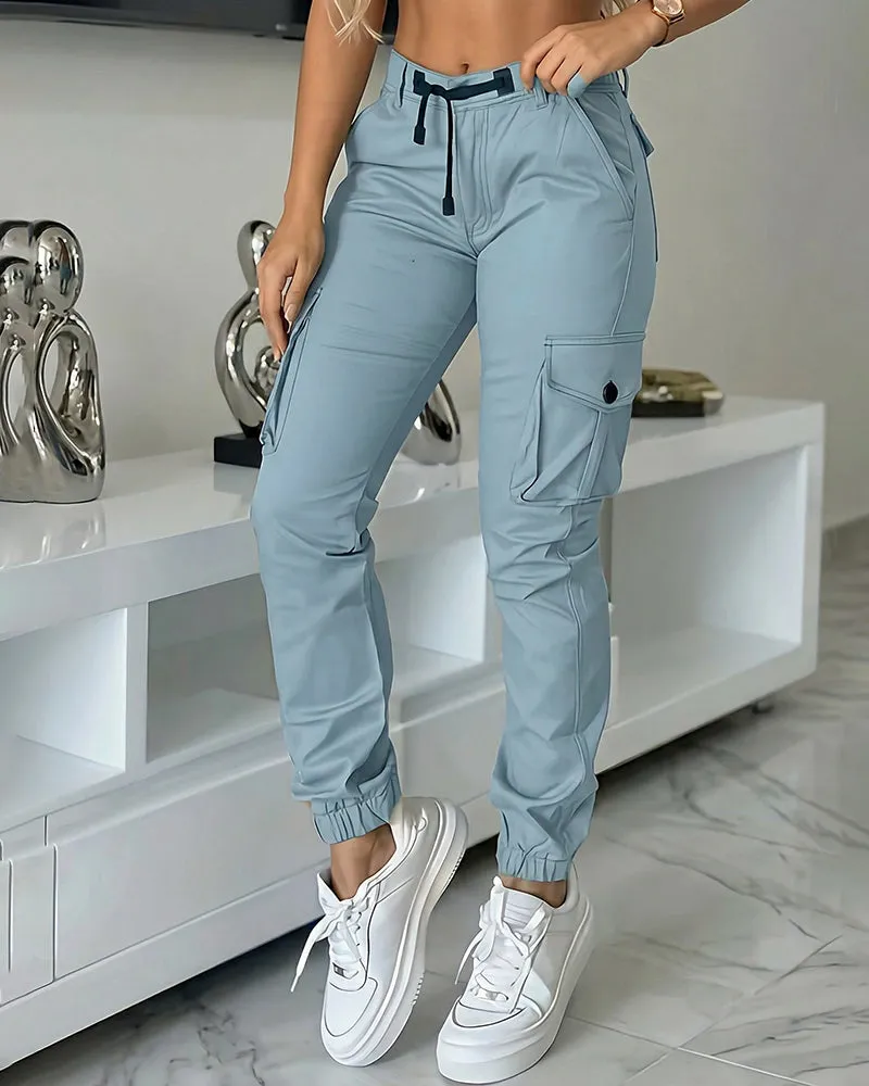 Essential High-waisted Cargo Tapered Pants sold by zeagoo product image thumbnail 4