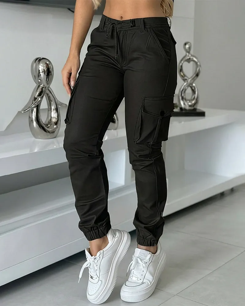 Essential High-waisted Cargo Tapered Pants sold by zeagoo product image thumbnail 3