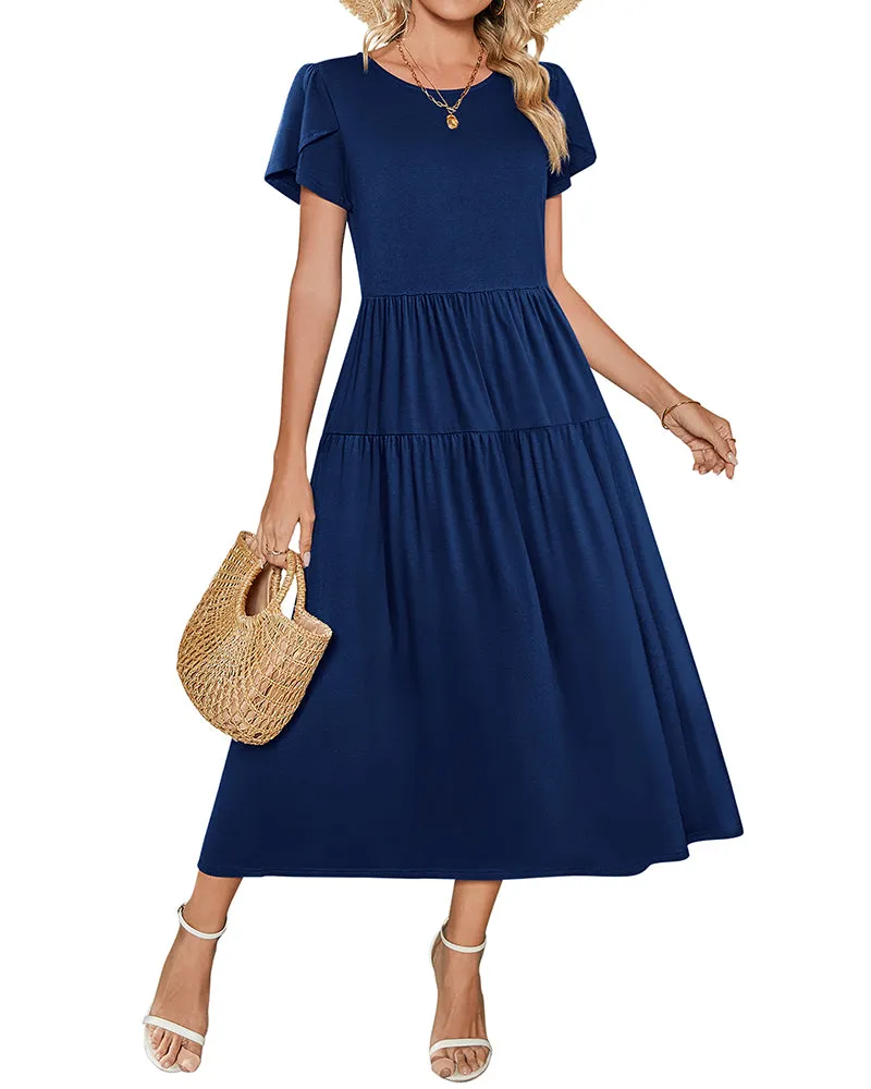 Zeagoo Bohemian Floral Short Sleeve Beach Sundress for Women Casual Beach Vacation Summer 2026 sold by zeagoo product image thumbnail 2
