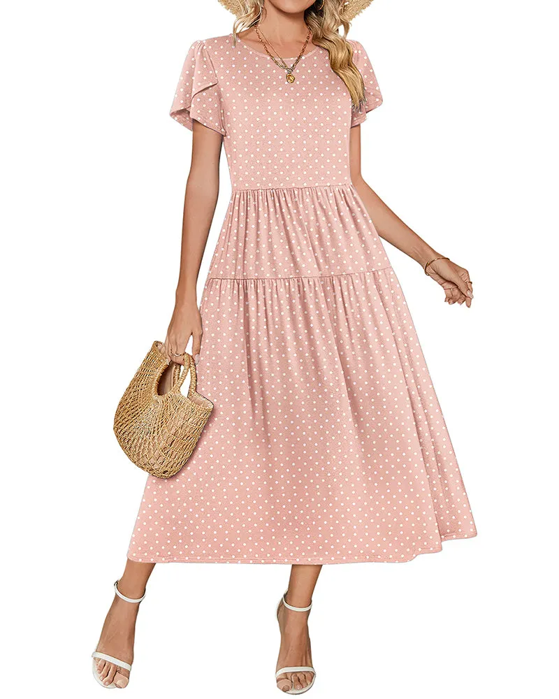 Zeagoo Bohemian Floral Short Sleeve Beach Sundress for Women Casual Beach Vacation Summer 2026 sold by zeagoo product image thumbnail 4