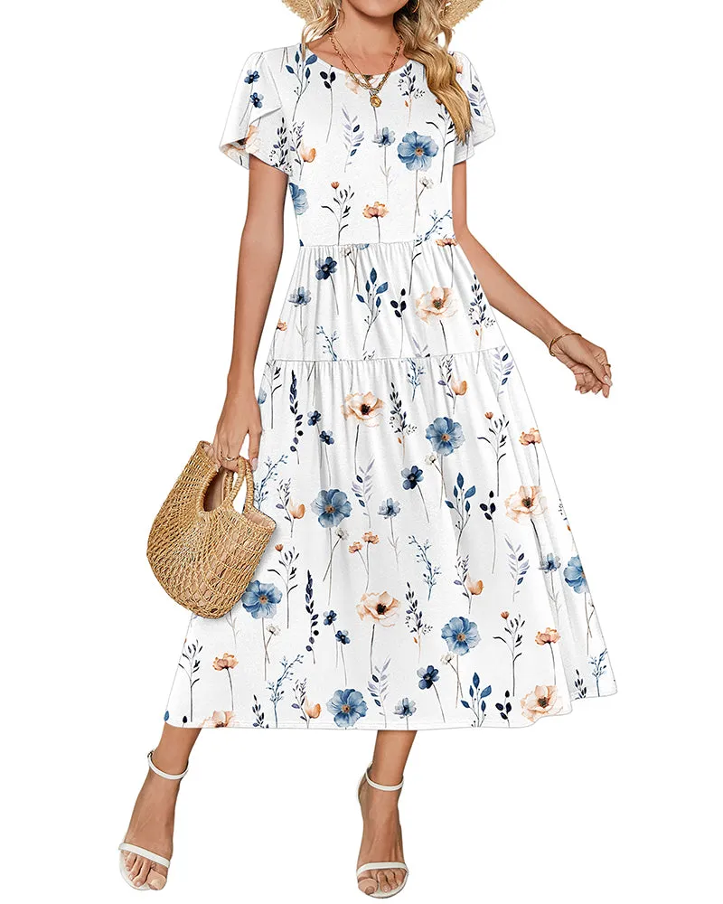 Zeagoo Bohemian Floral Short Sleeve Beach Sundress for Women Casual Beach Vacation Summer 2026 sold by zeagoo product image thumbnail 5
