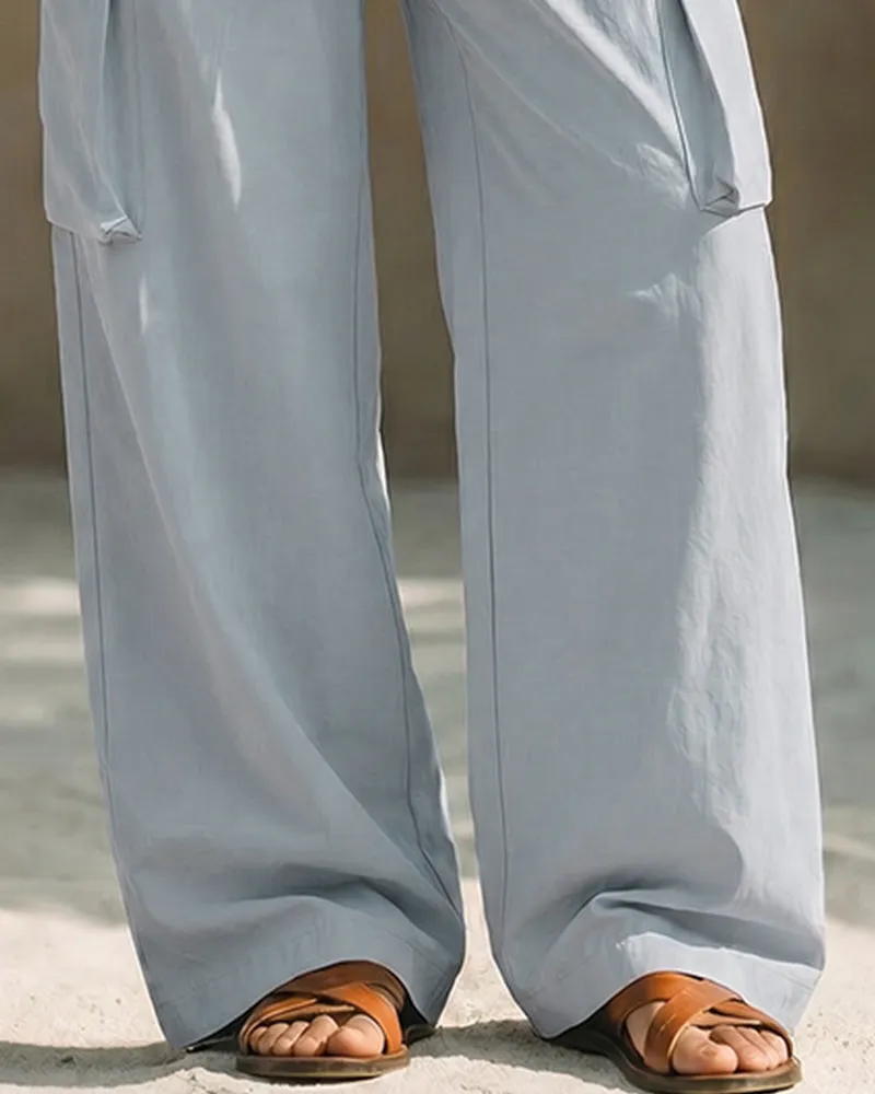 Loose Fit High-Rise Contrast Waistband Cargo Pants sold by zeagoo product image thumbnail 4