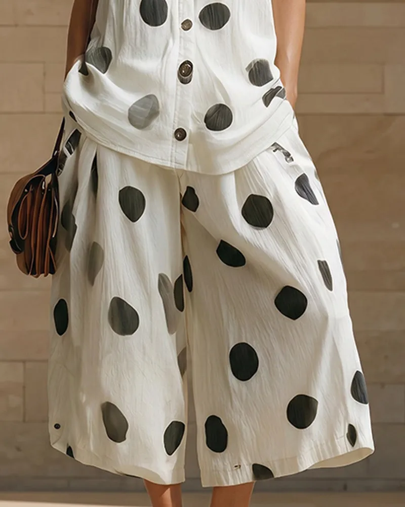 Resort Casual Linen Blend Polkadot Matching Set sold by zeagoo product image thumbnail 5