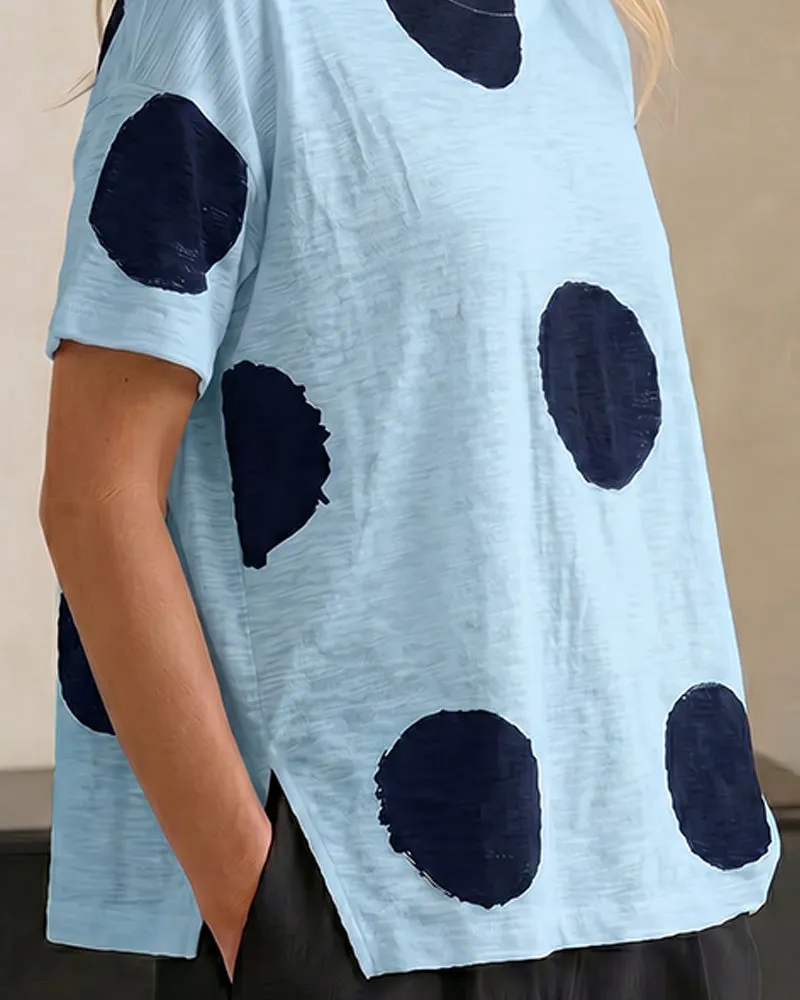 Casual Ink Painting Style Polka Dot T-shirt sold by zeagoo product image thumbnail 4