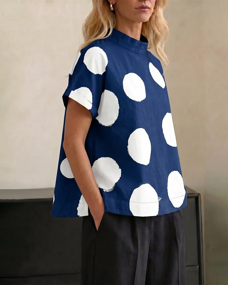 Casual Loose Fit Polka Dot Blouse sold by zeagoo product image thumbnail 2