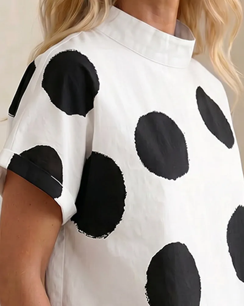 Casual Loose Fit Polka Dot Blouse sold by zeagoo product image thumbnail 3