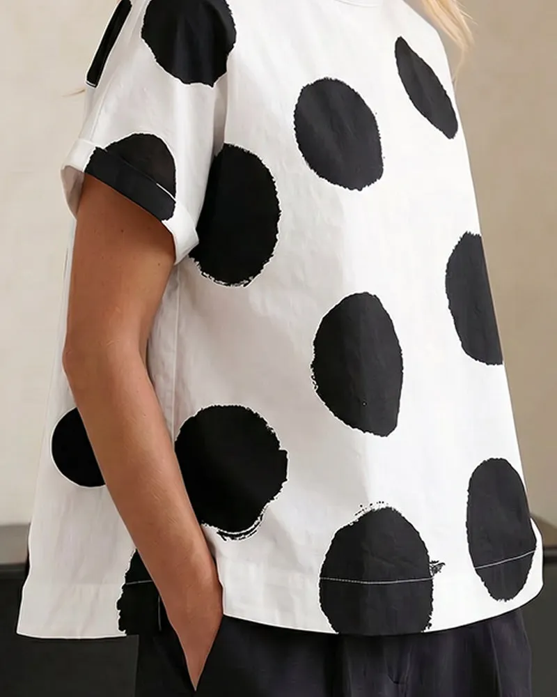 Casual Loose Fit Polka Dot Blouse sold by zeagoo product image thumbnail 4