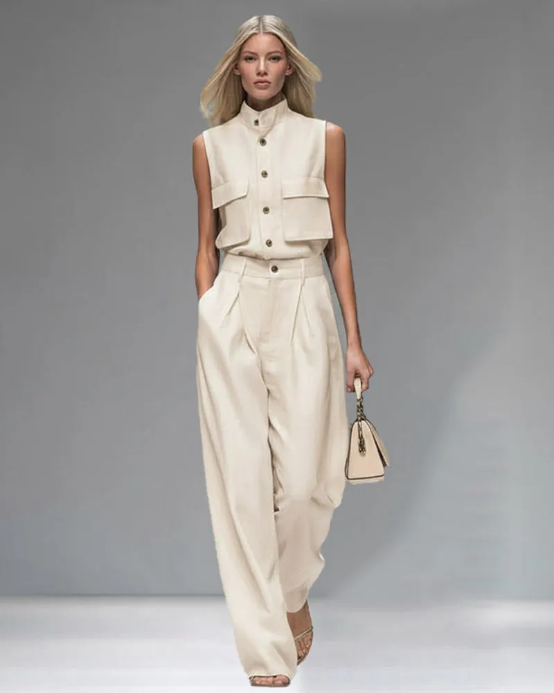 Chic Cargo Style Sleeveless Two Piece Set sold by zeagoo product image thumbnail 2