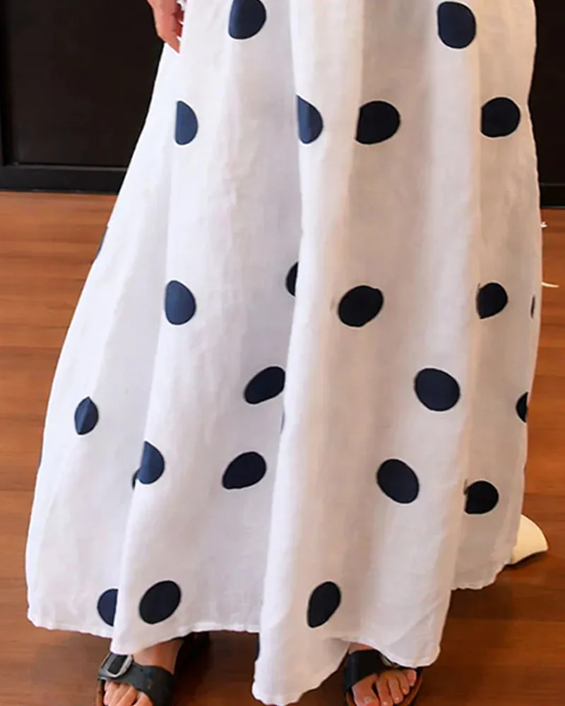 Chic Polka Dot Sleeveless Maxi Dress with Utility Pockets sold by zeagoo product image thumbnail 5