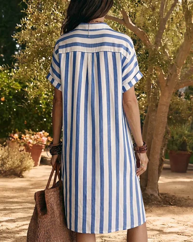 Casual Timeless Vertical Striped Shirt Dress sold by zeagoo product image thumbnail 5