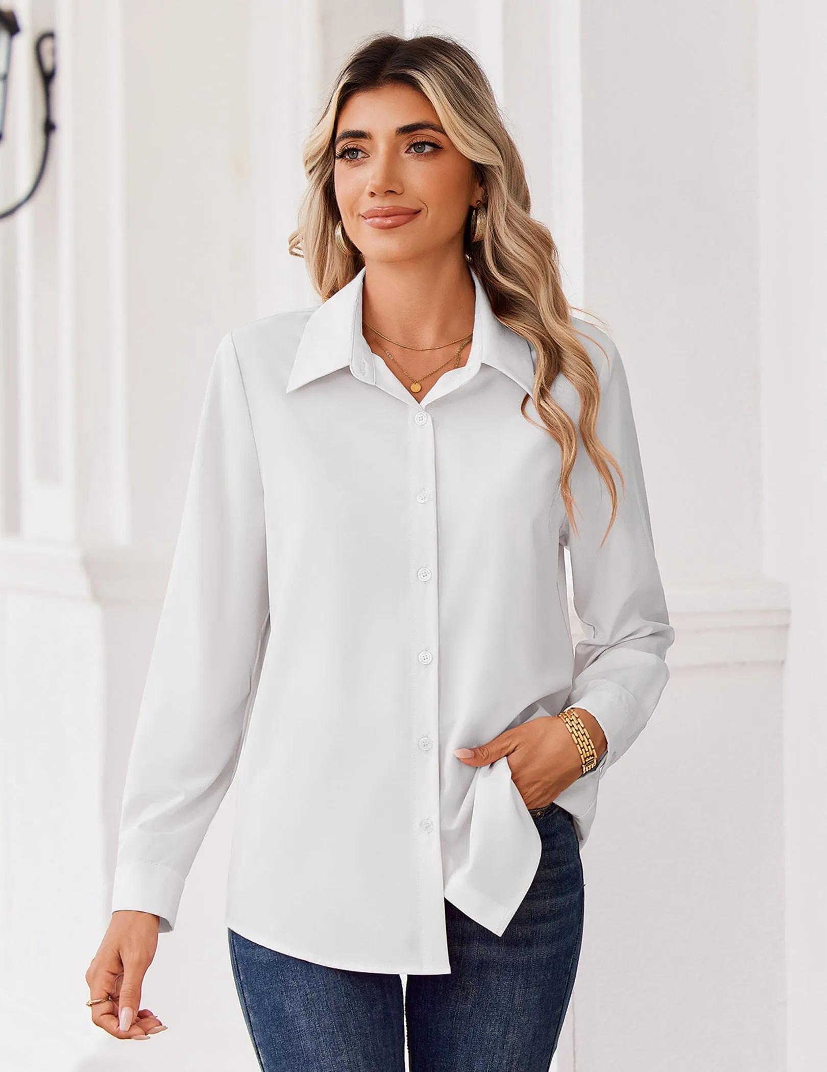 Business Casual Long Sleeve Button Down Shirt (US Only) sold by zeagoo product image thumbnail 3
