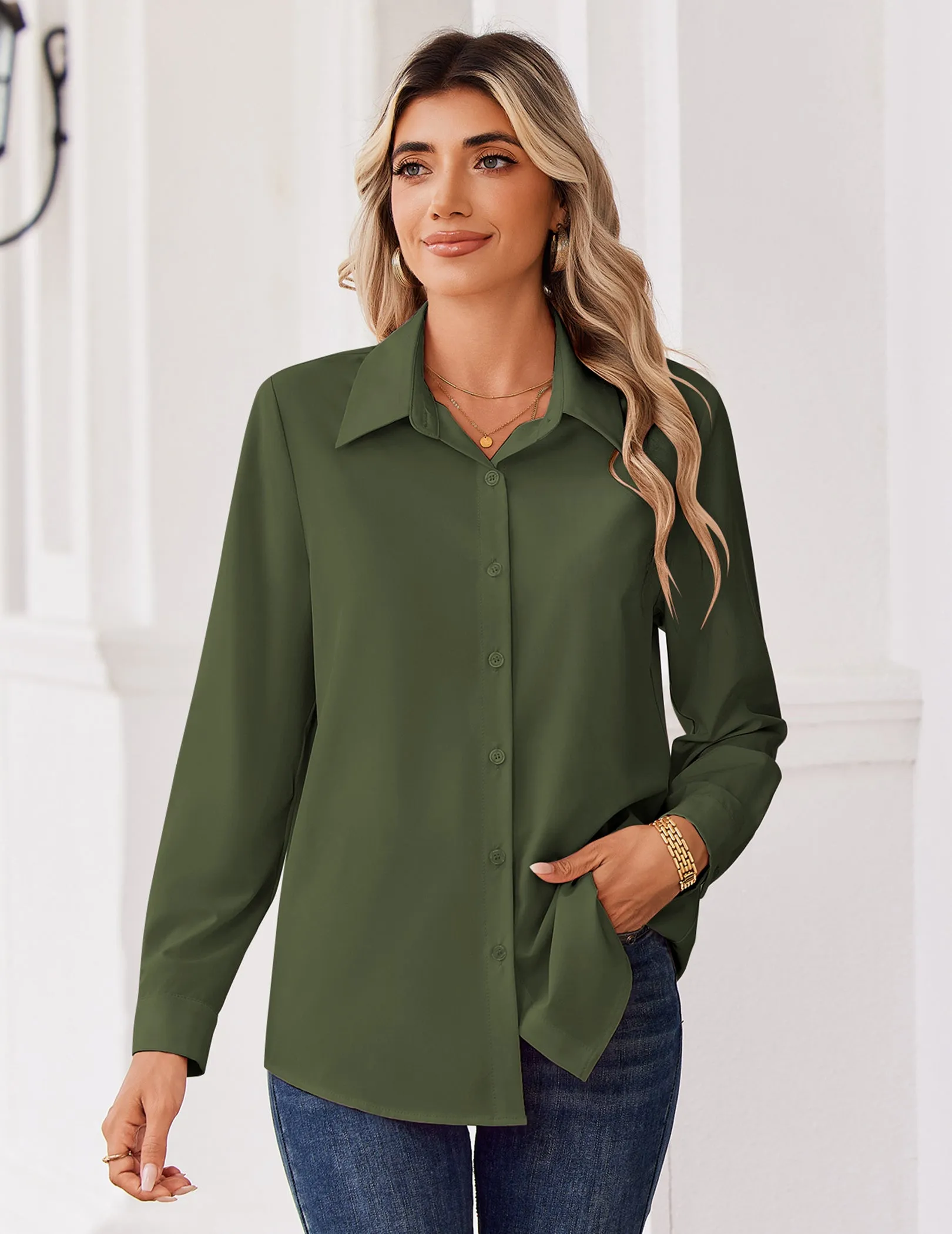 Business Casual Long Sleeve Button Down Shirt (US Only) sold by zeagoo product image thumbnail 4