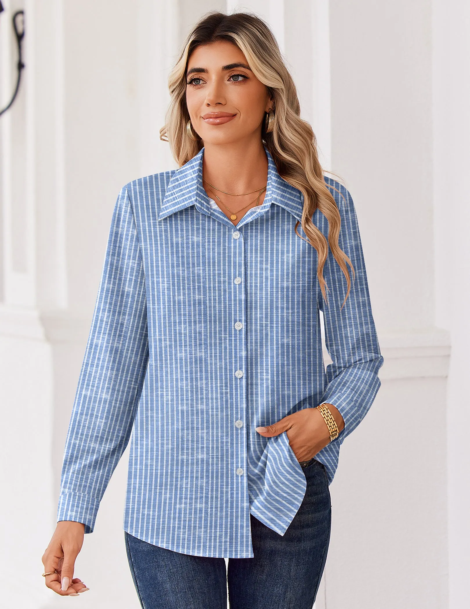 Business Casual Long Sleeve Button Down Shirt (US Only) sold by zeagoo product image thumbnail 2