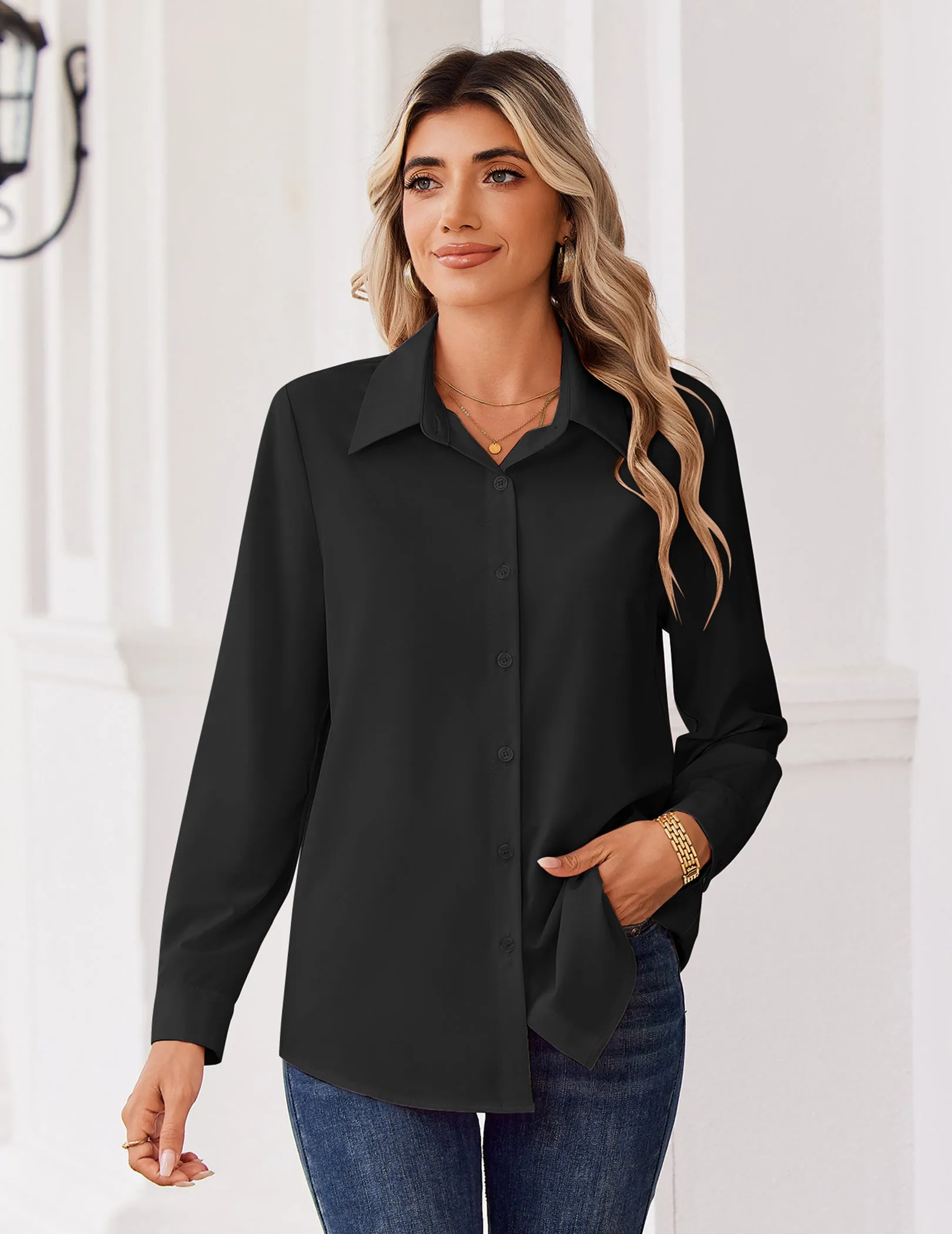 Business Casual Long Sleeve Button Down Shirt (US Only) sold by zeagoo product image thumbnail 5