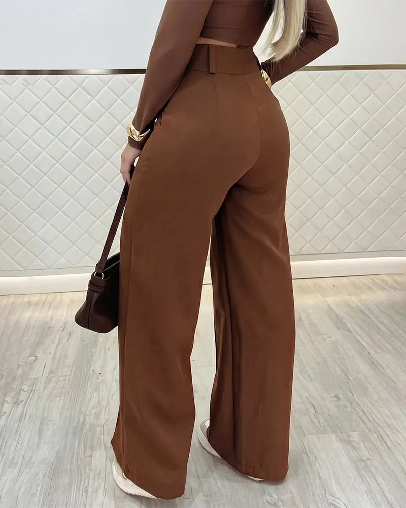 Business Casual Crease Line Wide Leg Suit Pants sold by zeagoo product image thumbnail 4
